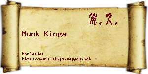 Munk Kinga névjegykártya